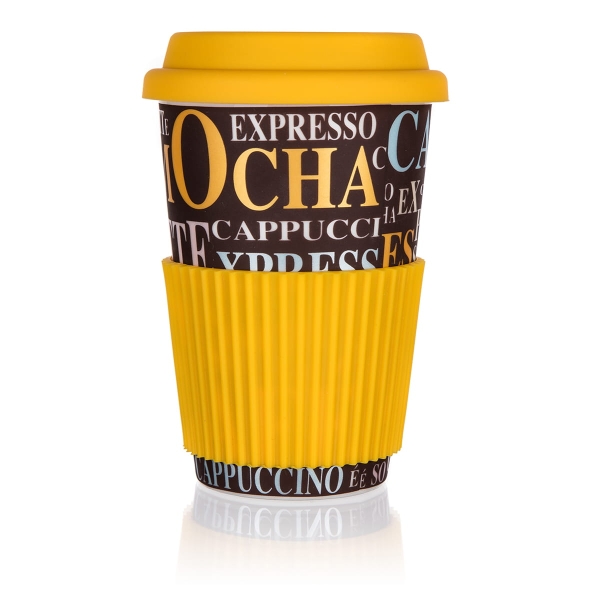 KUBEK CERAMICZNY 400ml Z POKRYWĄ SILIKONOWĄ BANQUET GO