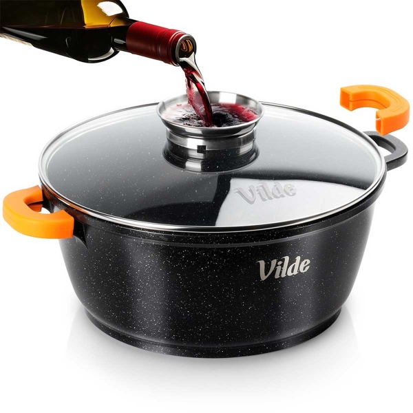 GARNEK GRANITOWY 5,8L 28cm Z POKRYWĄ Z AROMATYZEREM TERRUNA 199106