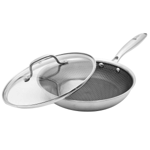 PATELNIA STALOWA Z POKRYWKĄ 30cm POWŁOKA PLASTER MIODU 5557