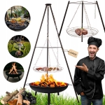 ZESTAW PALENISKO OGRODOWE MILANO 60cm TRÓJNÓG Z RUSZTEM DO GRILLA 50cm