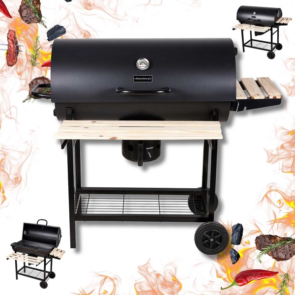 DUŻY GRILL WĘGLOWY NA KÓŁKACH Z PÓŁKAMI KLAUSBERG KB-9033
