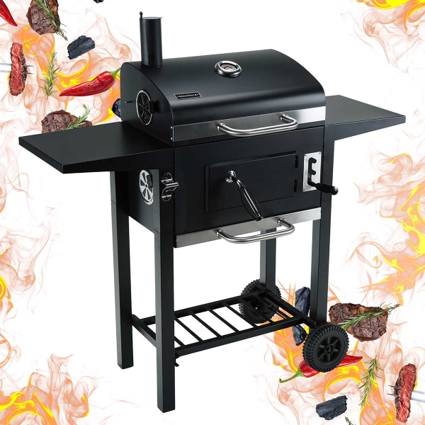 DUŻY GRILL WĘGLOWY Z PÓŁKAMI I TERMOMETREM KLAUSBERG KB-9034