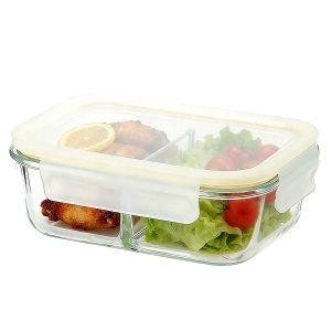 SZKLANY POJEMNIK 600ml LUNCH BOX Z PRZEGRODĄ SZCZELNY 5622