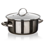 GARNEK EMALIOWANY 18cm 1,3L Z POKRYWĄ BANQUET METALLIC BLACK