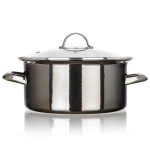GARNEK EMALIOWANY 24cm 3,7L Z POKRYWĄ BANQUET METALLIC BLACK