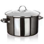 GARNEK EMALIOWANY 26cm 6L Z POKRYWĄ BANQUET METALLIC BLACK