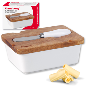MASELNICZKA PORCELANOWA Z NOŻYKIEM KLAUSBERG KB-7785 BIAŁA