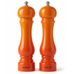 ZESTAW RĘCZNYCH MŁYNKÓW DO PIEPRZU I SOLI 22cm HAGE ORANGE