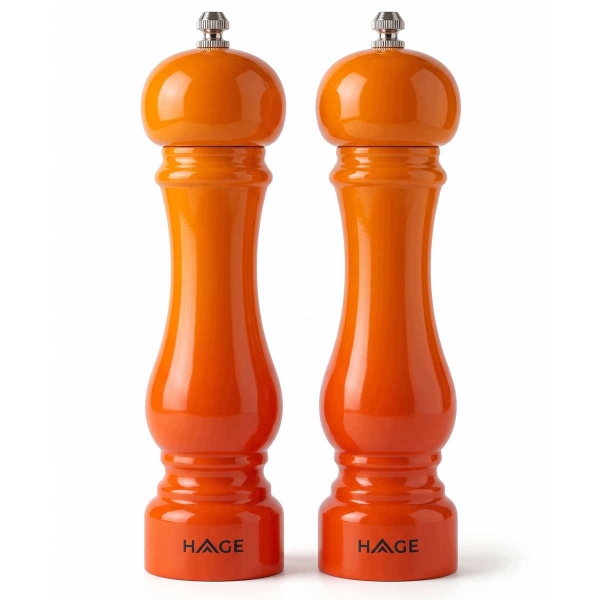 ZESTAW RĘCZNYCH MŁYNKÓW DO PIEPRZU I SOLI 22cm HAGE ORANGE