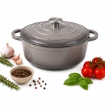 EMALIOWANY GARNEK ŻELIWNY 24cm 4,2L SZARY 7719