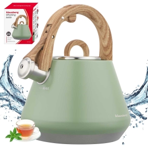 CZAJNIK STALOWY Z GWIZDKIEM 2,5L KLAUSBERG KB-9062 PISTACJOWY