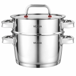 GARNEK STALOWY NA PARĘ 24cm 3 ELEMENTOWY VCASA VC-90107 SIERRA