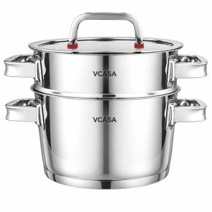 GARNEK STALOWY NA PARĘ 24cm 3 ELEMENTOWY VCASA VC-90107 SIERRA