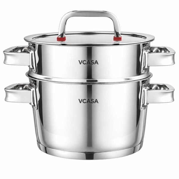 GARNEK STALOWY NA PARĘ 24cm 3 ELEMENTOWY VCASA VC-90107 SIERRA